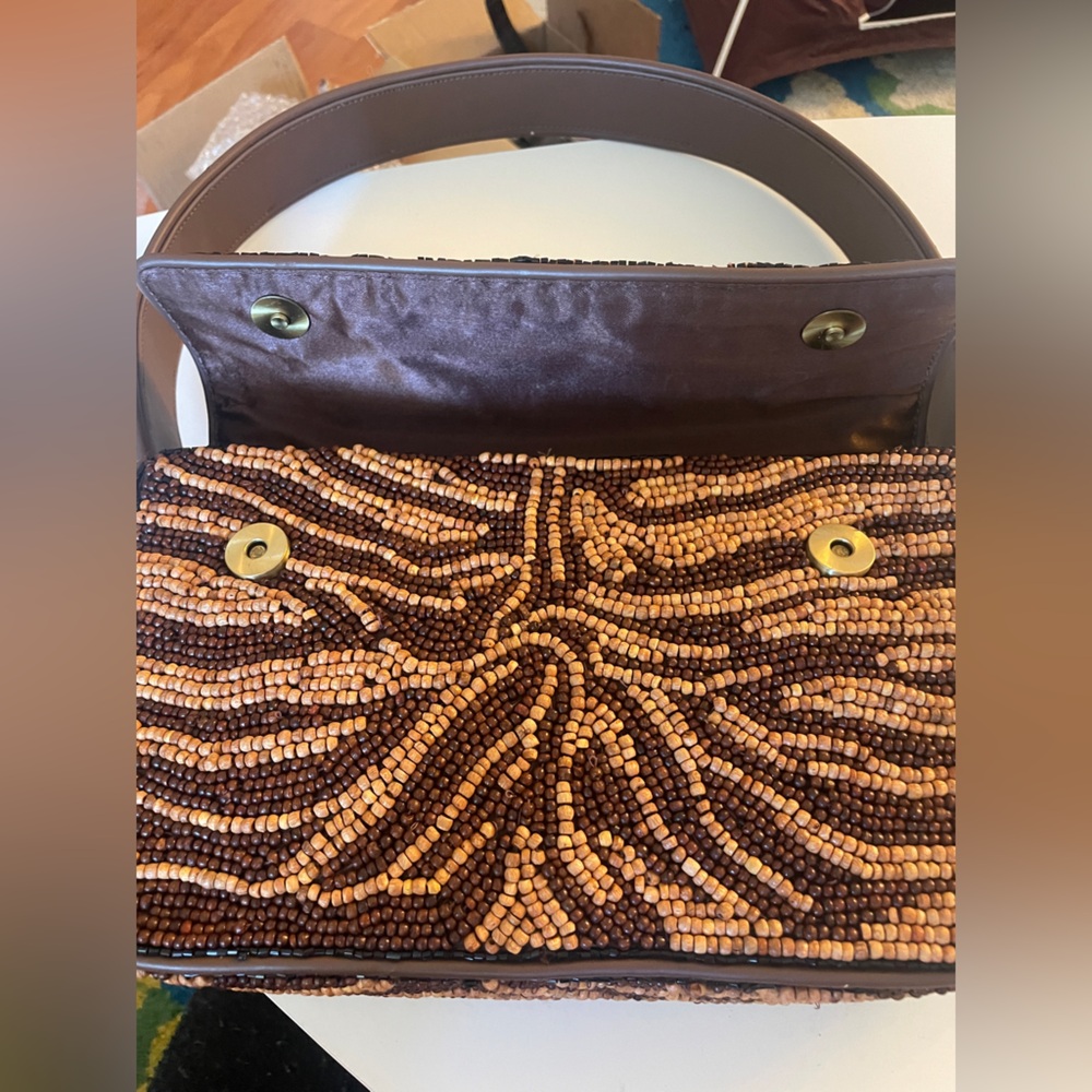 STAUD Black and Brown Beaded Shoulder Bag - Picture 8 of 13